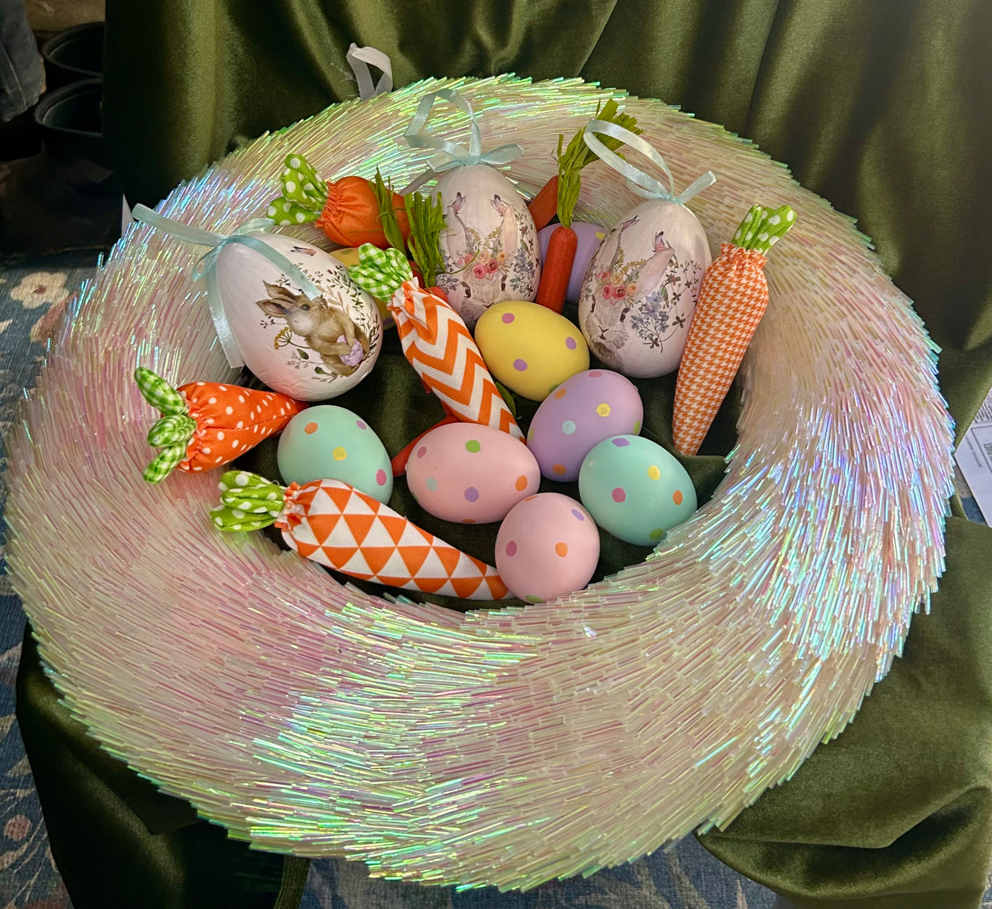 White Iridescent Holiday Wreath - Only One Available