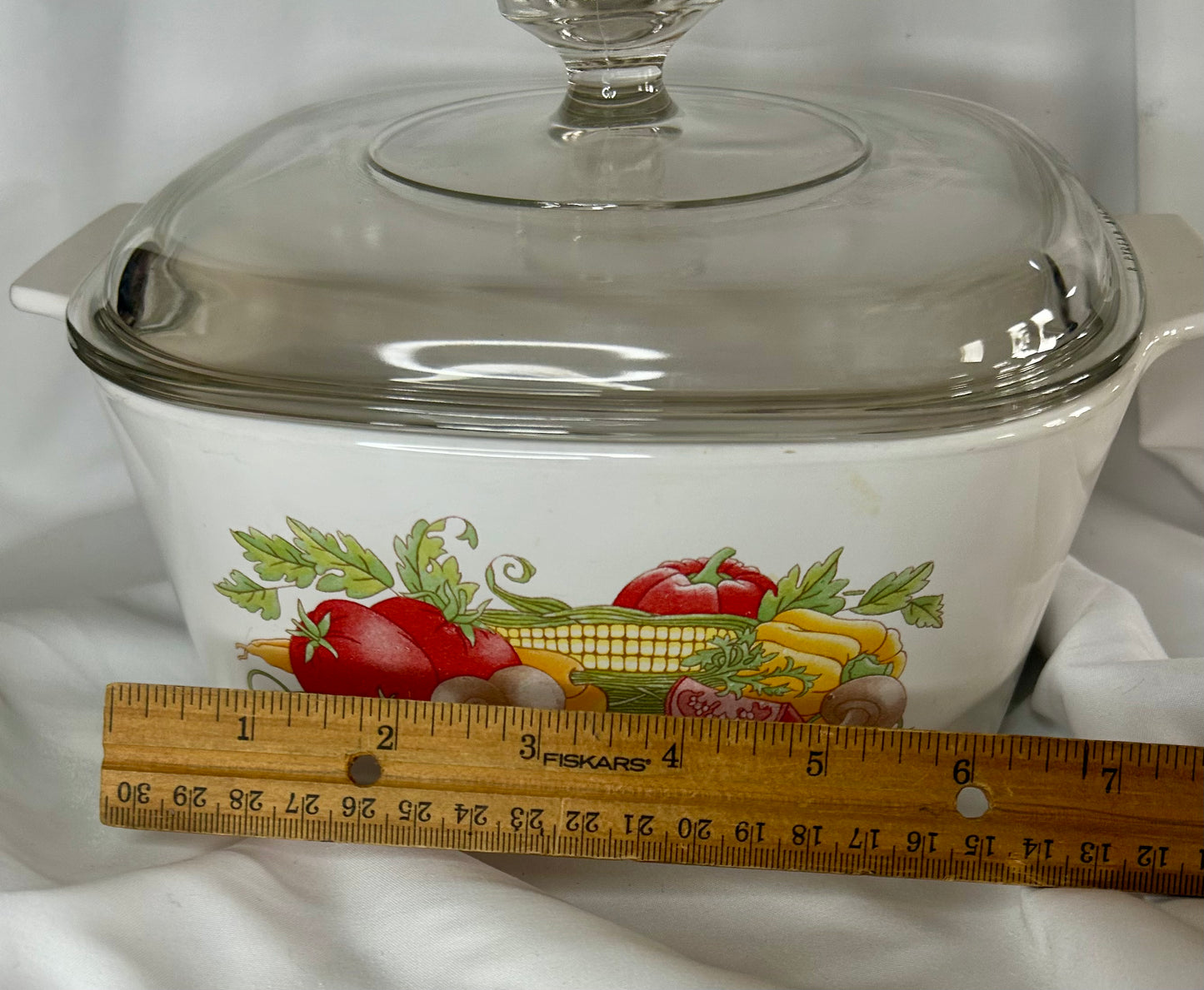 Vintage Casserole Dish with Lid - Vegetable Print