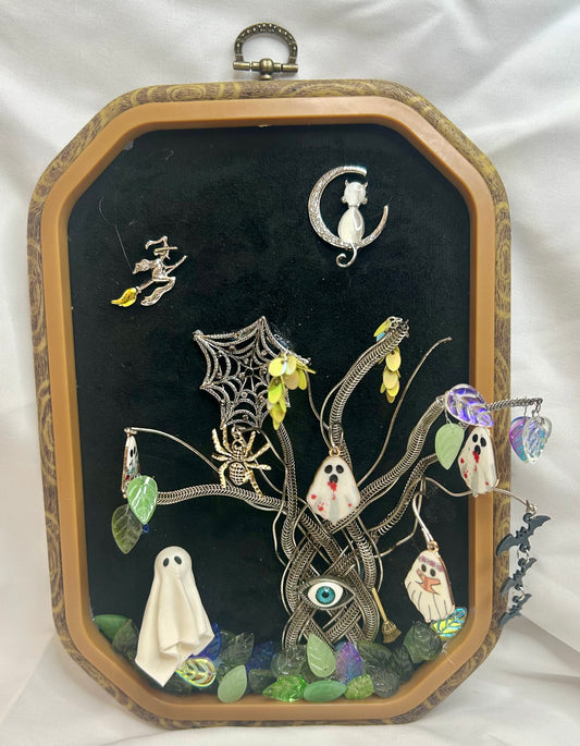 Original Halloween Jewelry Art - One of a Kind Wall Piece