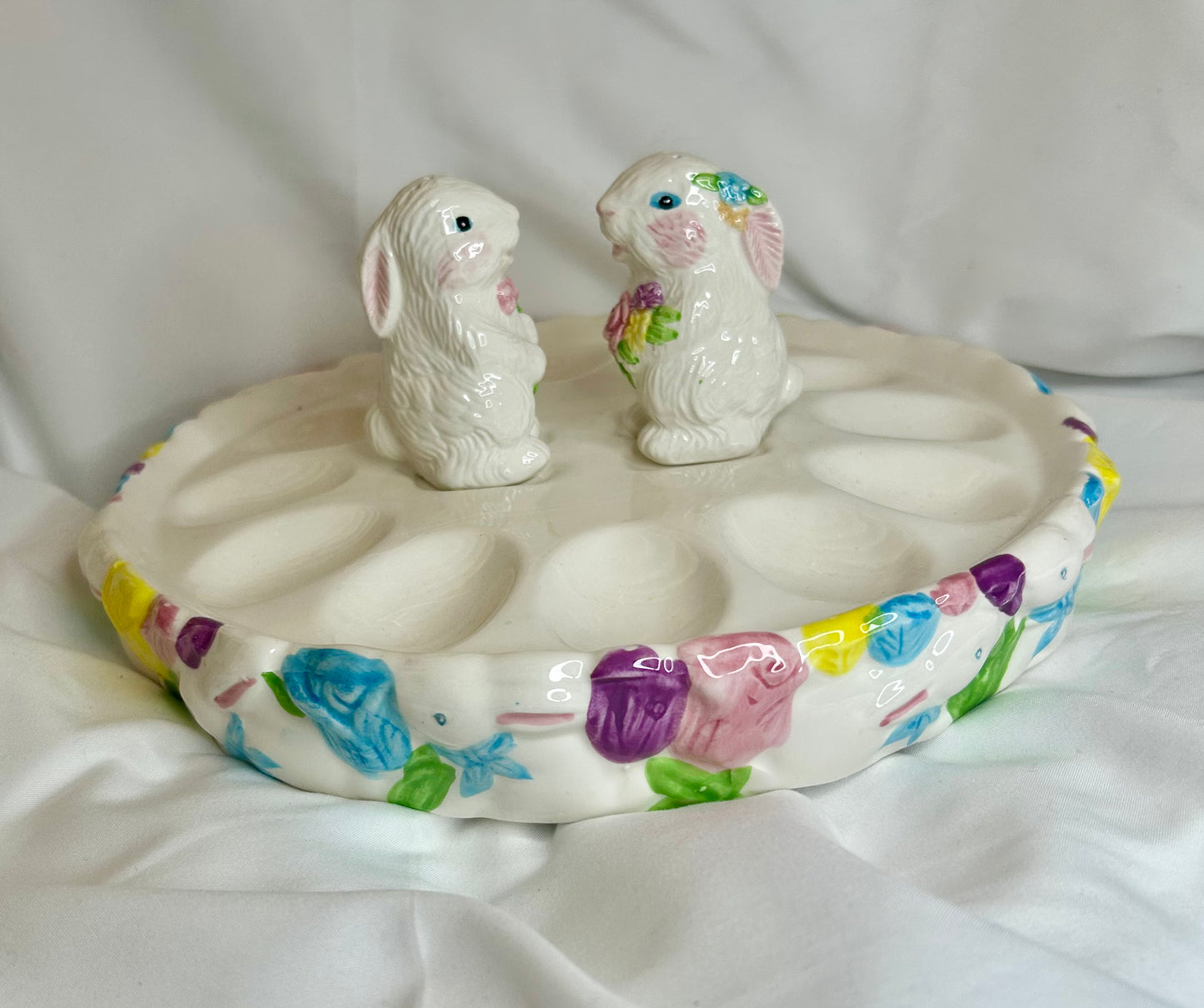 Easter Deviled Egg Platter with Bunny Salt & Pepper Shakers