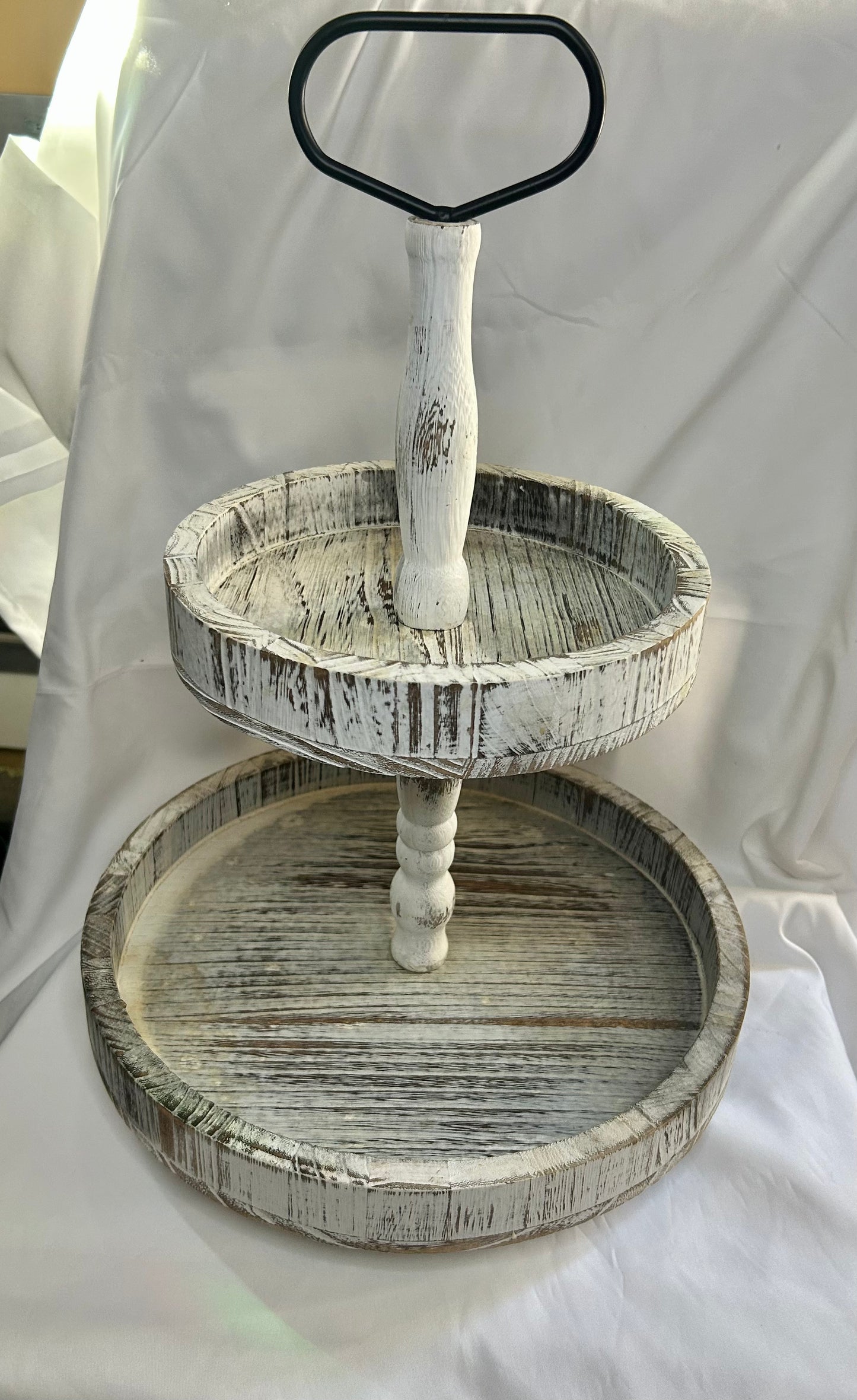 Two Tier Distressed Wooden Tray