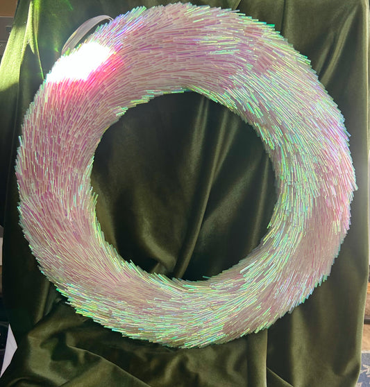 White Iridescent Holiday Wreath - Only One Available