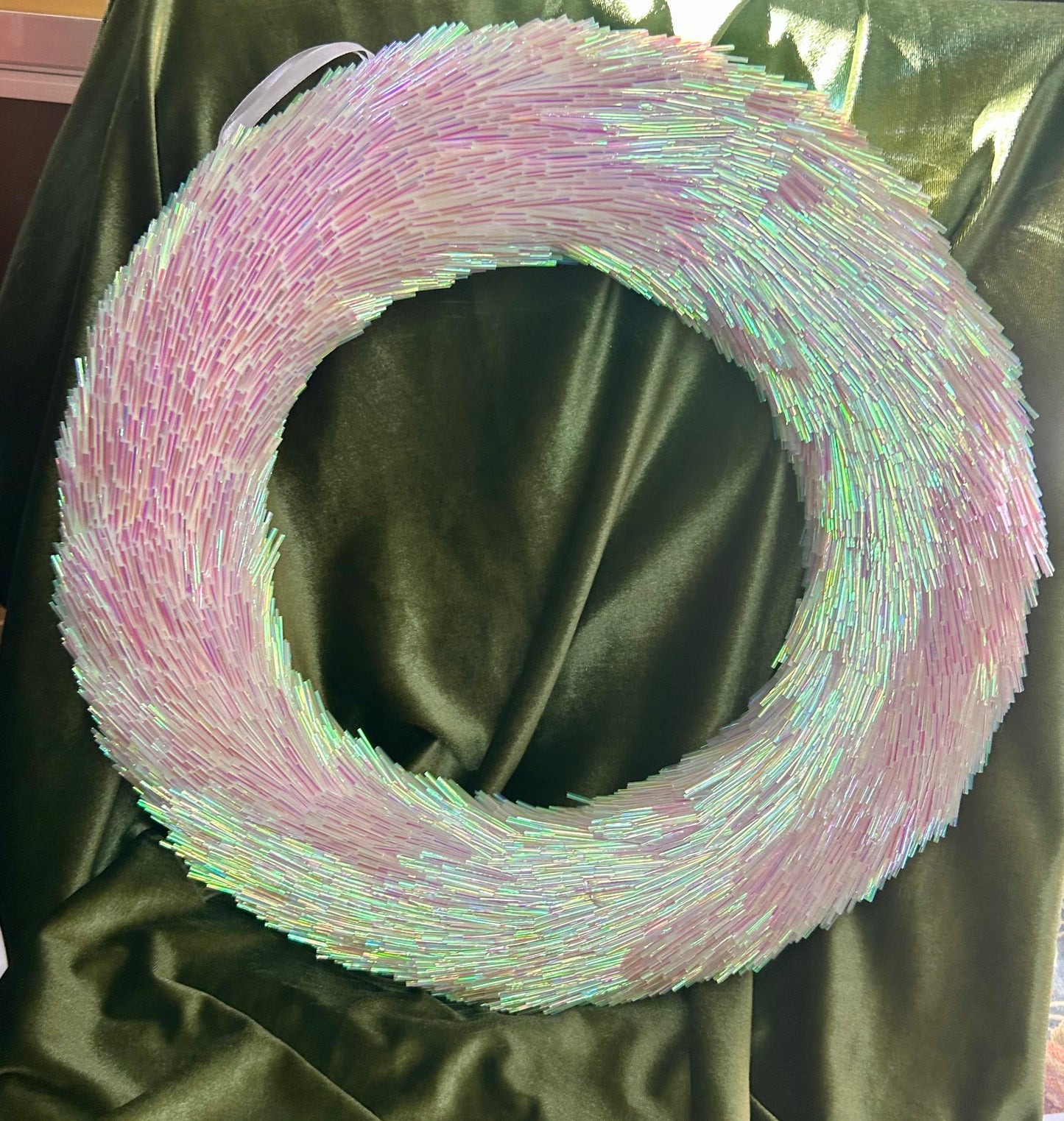 White Iridescent Holiday Wreath - Only One Available