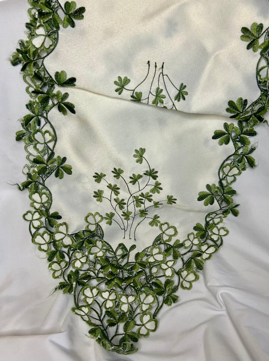 Embroidered Leaf & Shamrock Table Runner
