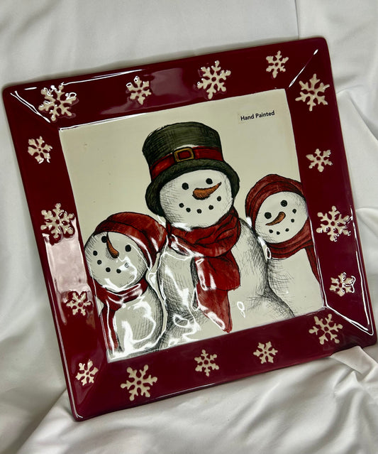 Snowman Hand Painted Dish