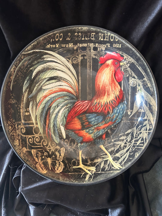 12" Round Rooster Serving Bowl