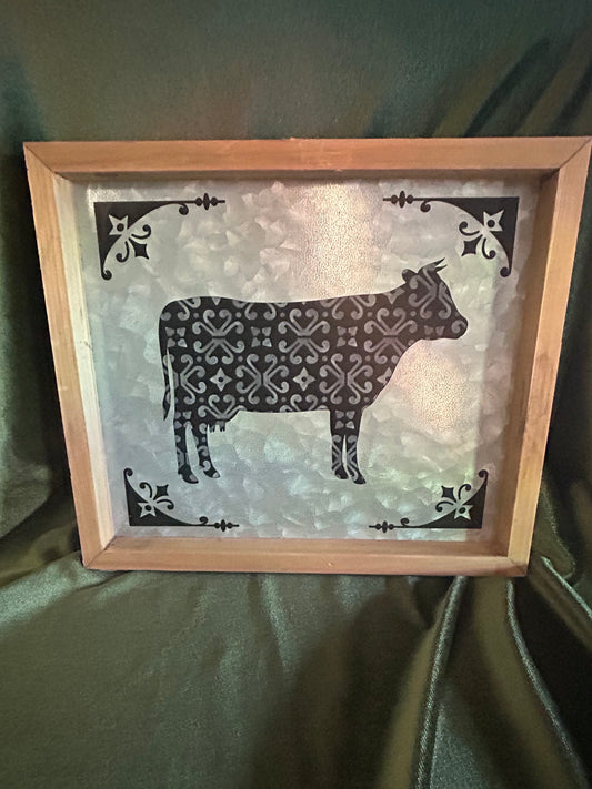 Vintage Tin Cow Picture